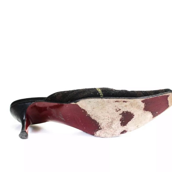 BURBERRY SQUARE TOE MULES WOOL PLAID SIZE 36.5 - Picture 4 of 6